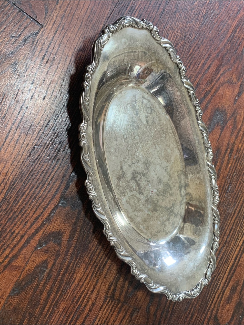 Oneida Silversmiths Vintage Silver Plated 14 Inch Oval Serving Platter Bowl Tray